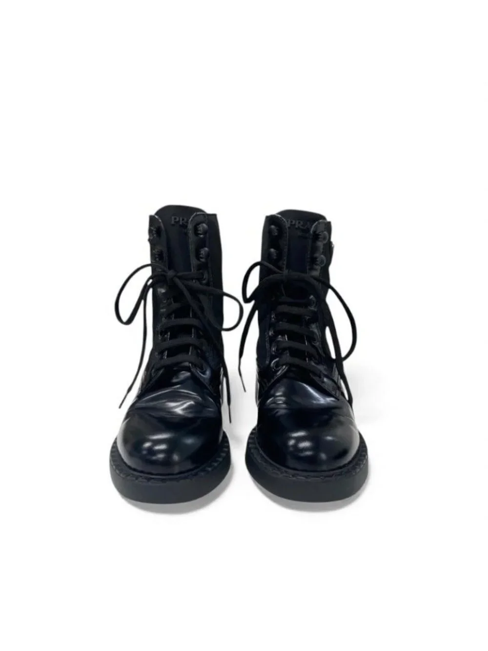 Prada Boots Short Shoes Nylon Leather Black Re-nylon Brushed - Picture 4 of 10